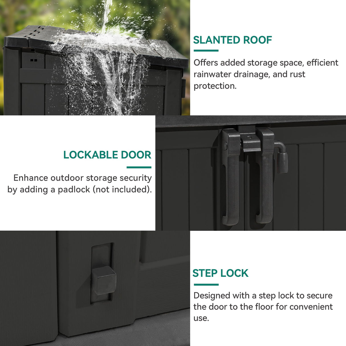 YITAHOME Light Gray Resin Tool Shed, 36 Cu Ft Waterproof Outdoor Horizontal Storage, Weather-Resistant Utility Shed with Air Vent for Trash and Lockable Doors, Garden Tools YITAHOME