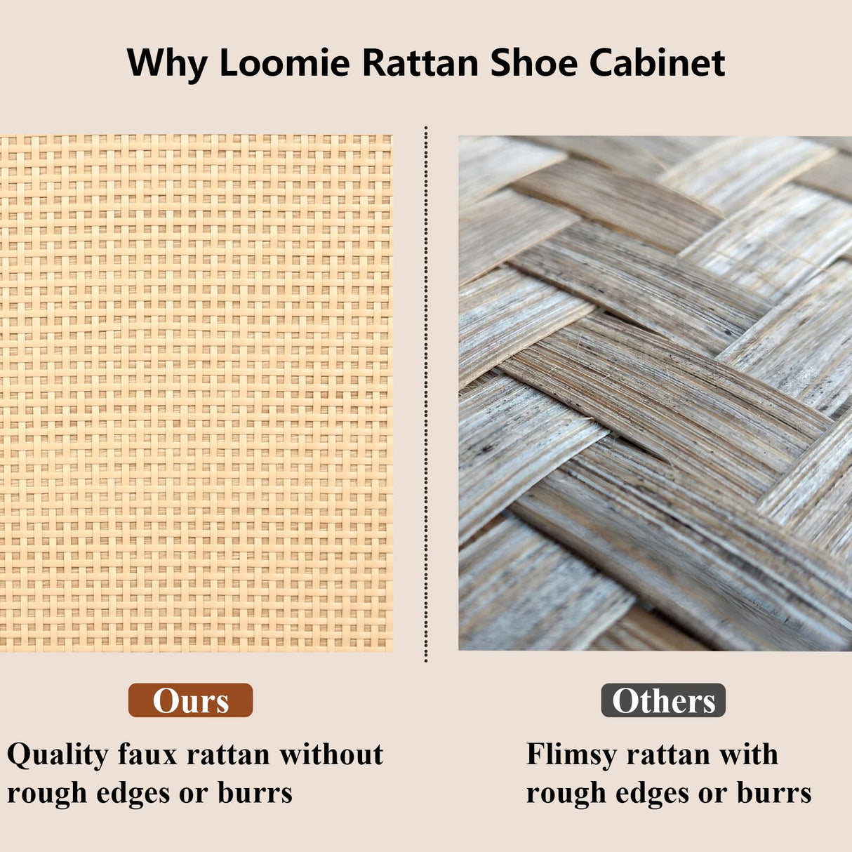 Gyfimoie Rattan Shoe Cabinet with 2 Flip Drawers, Free Standing Narrow Shoe Storage Organizer with Top Cubby, Slim Shoe Rack Cabinet for Entryway, Natural (Natural) Gyfimoie