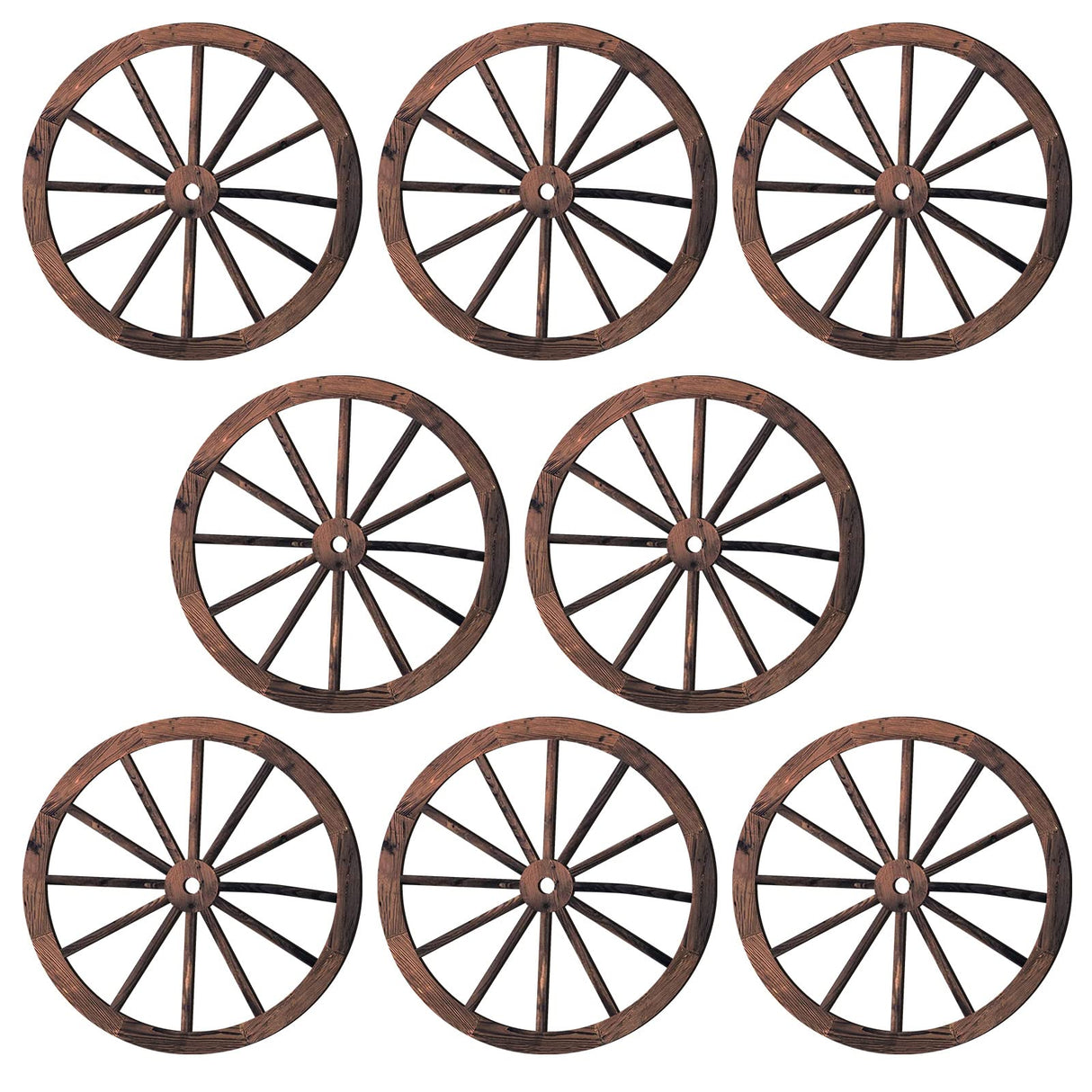 8 Pieces Wooden Wagon Wheel Wall Decor 10 Inches Old Western Wood Wall Art Farmhouse, Rustic Yard Decor Wood Hanging Decorative Wheels for Garden Home Bar Garage Qunclay