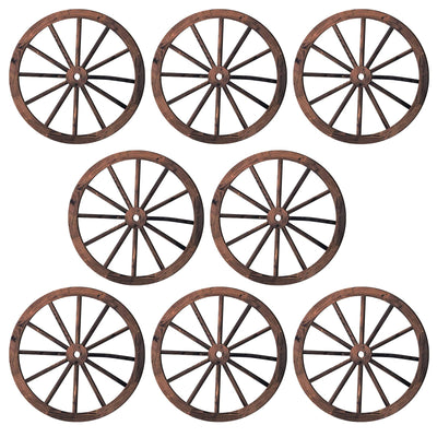 8 Pieces Wooden Wagon Wheel Wall Decor 10 Inches Old Western Wood Wall Art Farmhouse, Rustic Yard Decor Wood Hanging Decorative Wheels for Garden Home Bar Garage