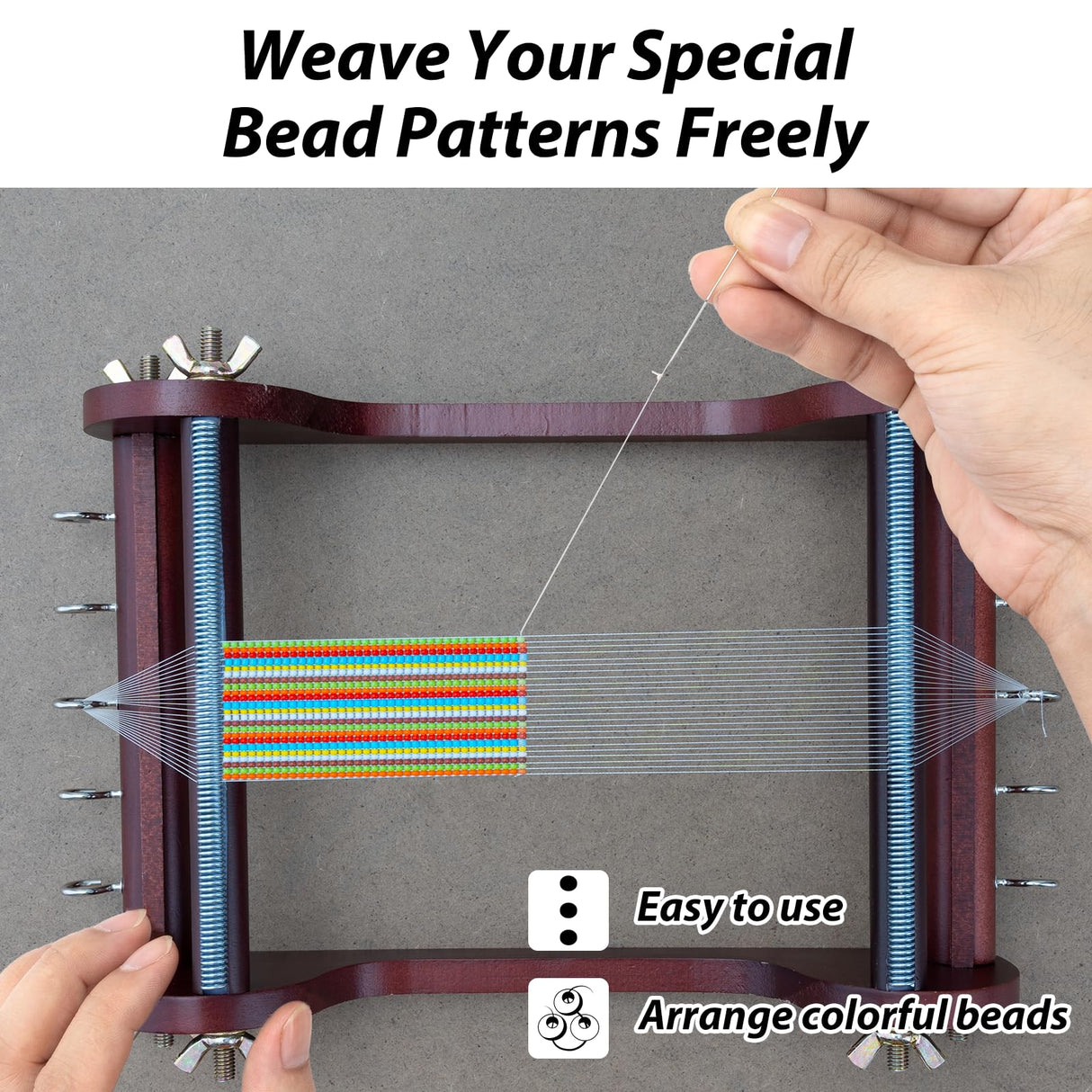 COSYOO Wooden Bead Loom Kit, Jewelry Making Bead Tools with Threads Tweezers, 3 Bags of Beads, Jewelry Making Tool COSYOO