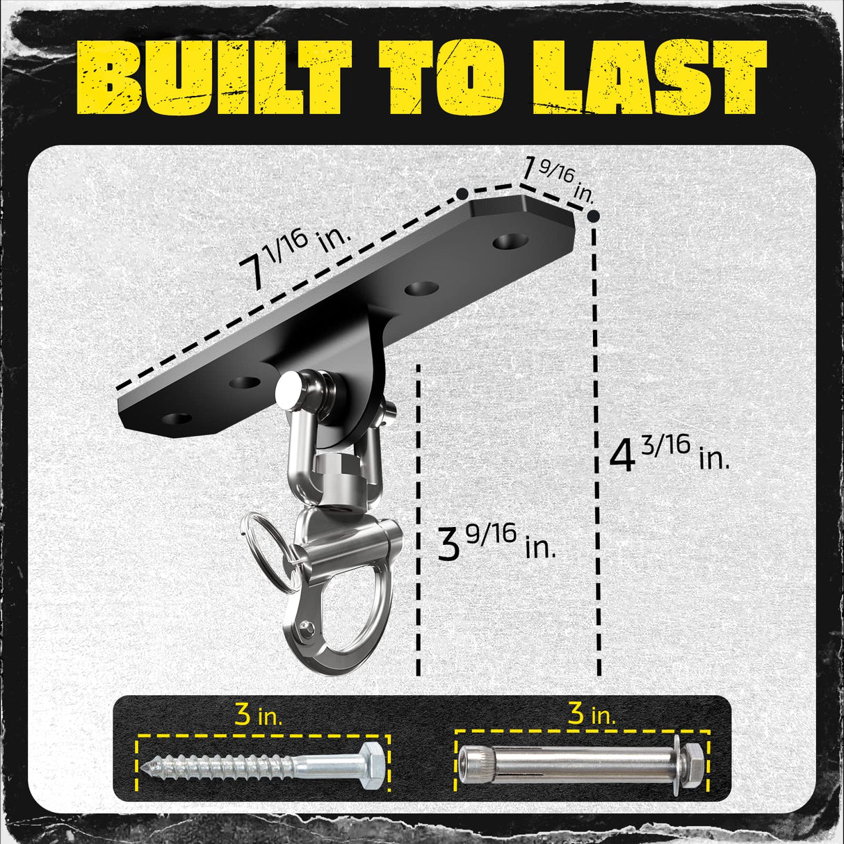 Yes4All Wall Ceiling Mount Hook 360° Rotation, 600 lbs Capacity Punching Bag Hangers, Heavy Bag Mount for Yoga, Chair, Boxing Bag, Indoor & Outdoor Gym - Smart Design, Easy to Use, Fit Most Ceiling Yes4All