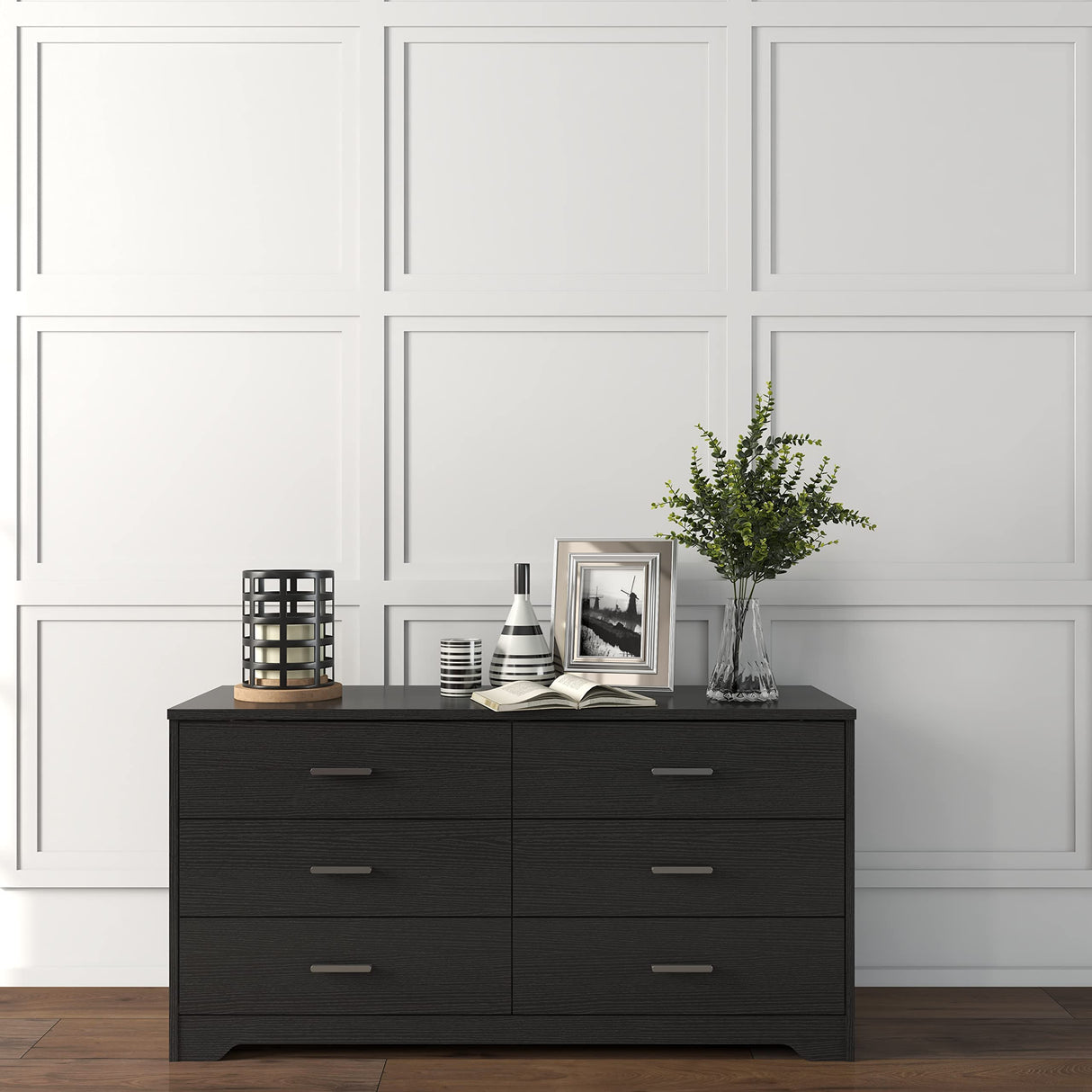 Panana Dresser for Bedroom with 5/6 Drawers, Wooden Chest of Drawers, Storage Organizer Unit Dressers for Bedroom, Living Room, Hallway, Nursery (Black, 6 Drawer) Panana