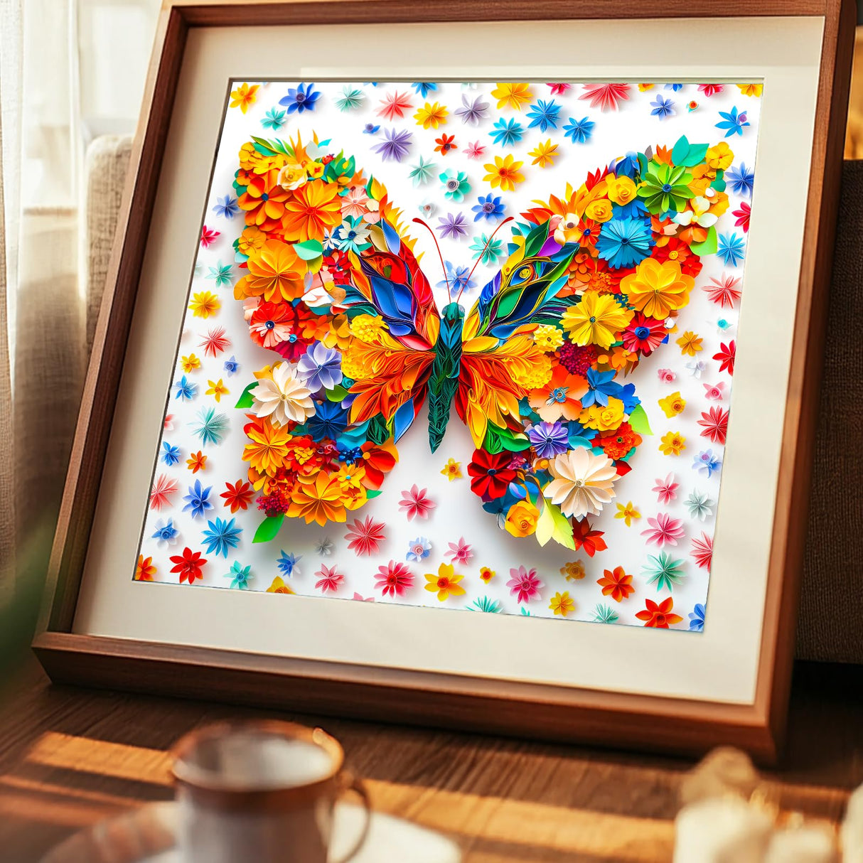 Bgraamiens Puzzle-Paper Art Butterfly-1000 Pieces Paper Flower Butterfly Puzzle for Adults, Unique Flowers Art Puzzle, Impossible Puzzle Color Challenge Puzzle for Adults Bgraamiens