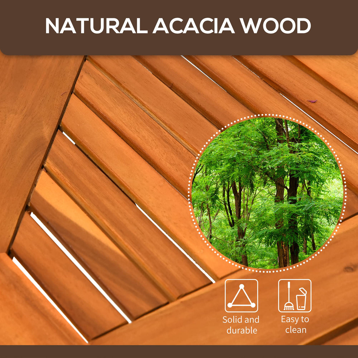 Outsunny 39" Acacia Wood Outdoor Dining Table, Octagon Patio Table with Umbrella Hole, Teak Outsunny