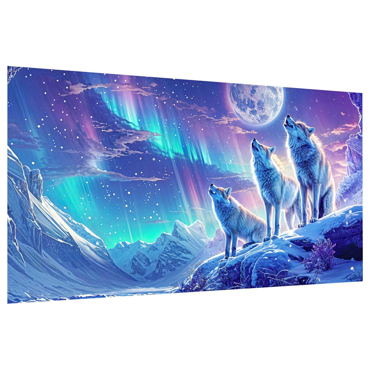 JOOZ Large Diamond Painting Kits for Adults DIY 5D Wolf Diamond Art Kits for Adults Full Drill Aurora Diamond Art Kits Moon Gem Painting Kits for Gift Home Wall Decor 27.5x15.7 Inch JOOZ
