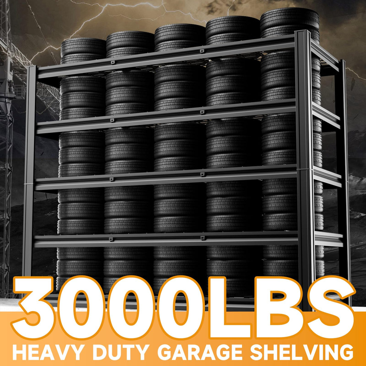 cynnda 5-Tier 60”W x 24”D x 72”H Garage Shelving 5-Tier Storage Shelves 3000LBS Heavy Duty Metal Shelf Adjustable Rack Units Suitable for Garage Basement Kitchen Warehouse Utility Shelves (Black) cynnda