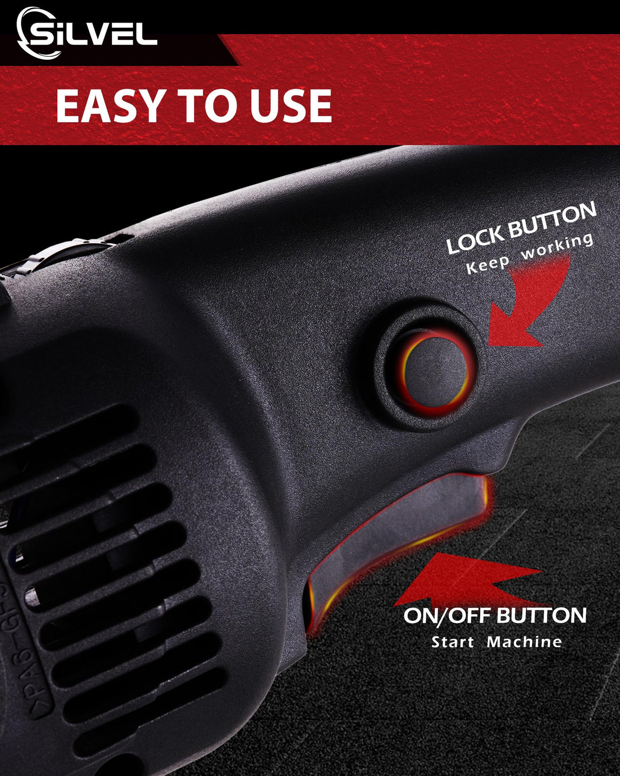 SILVEL 1400W Burnishing Polishing Machine, 110V Handheld Electric Sander Polisher Kit, Stainless Steel Polisher with 6 Speed Adjustable, 500-3000RMP for for Metal, Stainless Steel, Plastic, Wood SILVEL