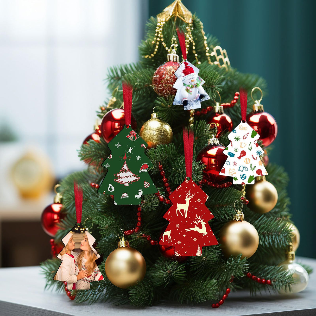 42Pcs Sublimation Christmas Ornaments Blanks MDF Bulk Double Sided Heat Transfer Sublimation Keychains Memorial Christmas Ornament Sublimation Blanks Products DIY Craft AiDiYGECO