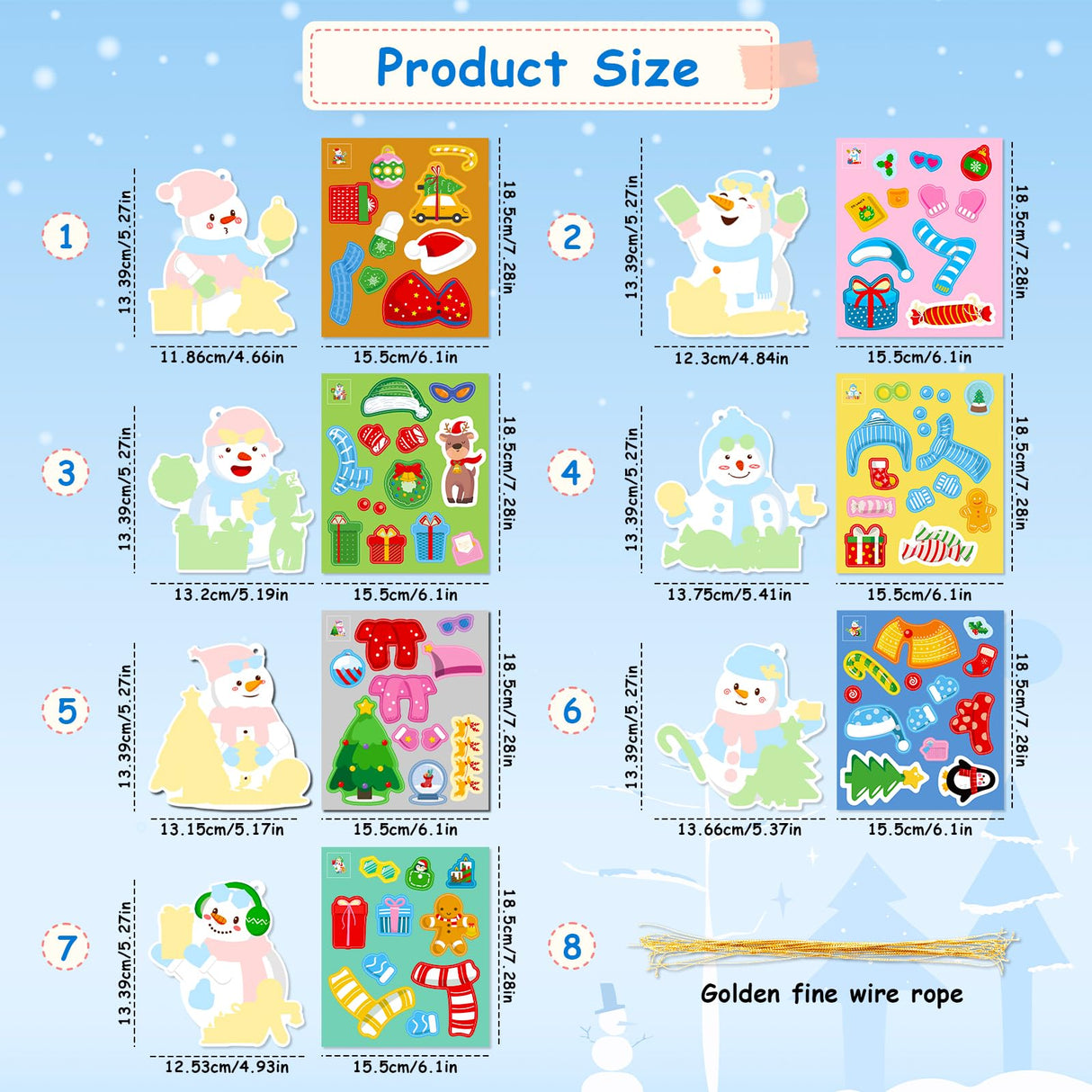 28 Pack Christmas DIY Crafts Kit for Kids, Make Your Own Christmas Snowman Ornaments Xmas Stickers Cutouts Arts and Crafts Bulk for Kids Winter Holiday Xmas Classroom Art Activities Party Decorations GuassLee