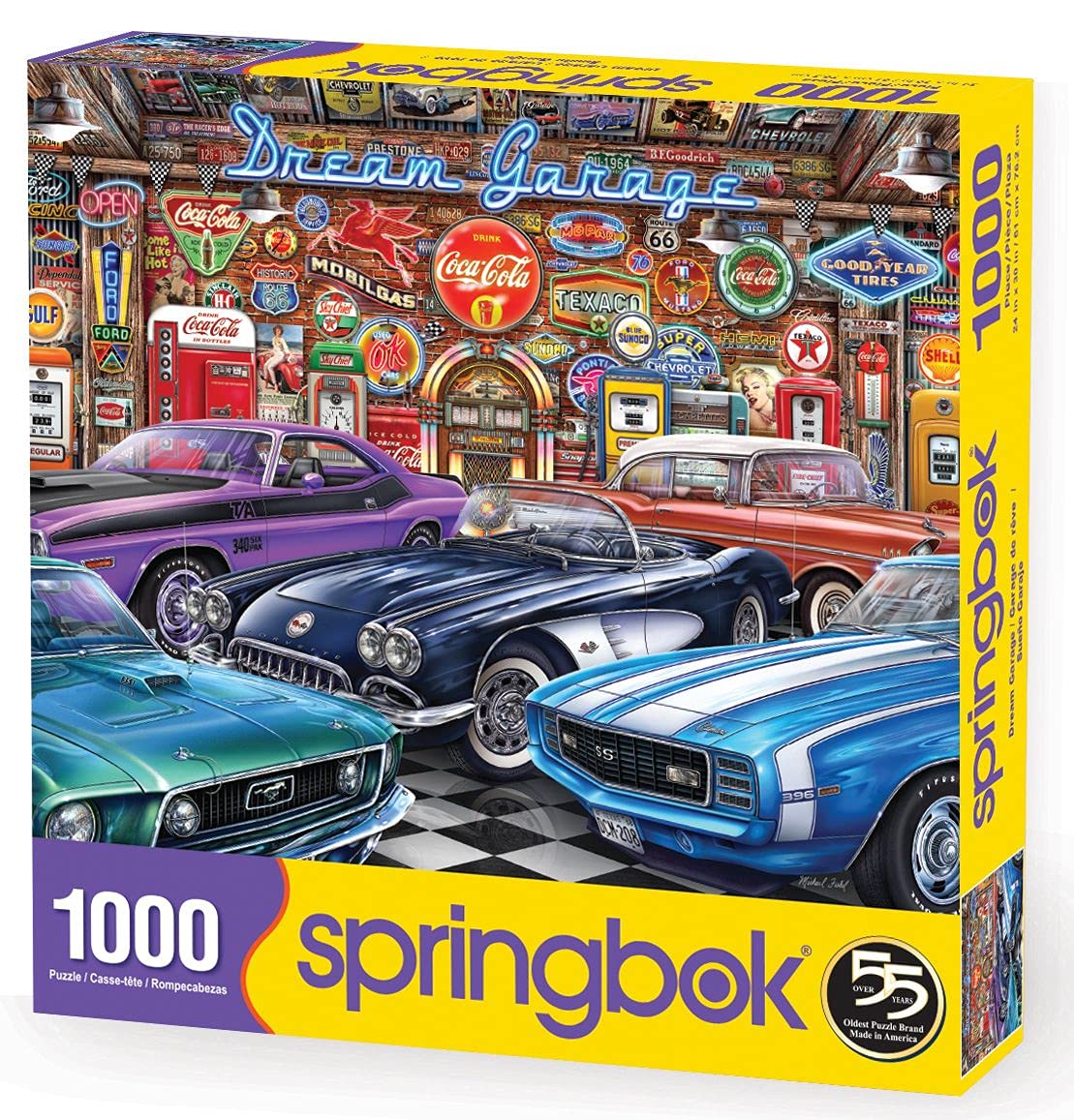 Springbok - Dream Garage - 1000 Piece Jigsaw Puzzle with classic muscle cars Springbok
