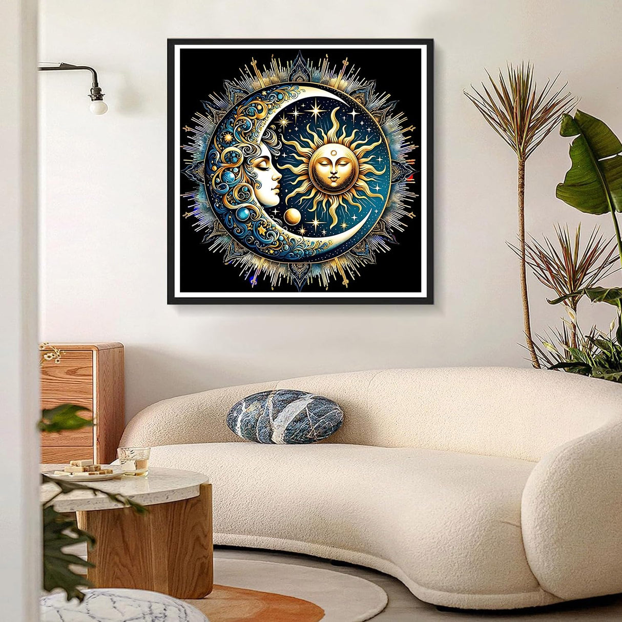 GDYEEH DIY 5D Sleepy Sun and Moon Diamond Art Kits, Round Full Drill Sparkling Diamond Painting Picture, Fantasy Diamond Painting Art Kits Craft for Adults Beginners, Home Wall Decor 12x12 inch GDYEEH
