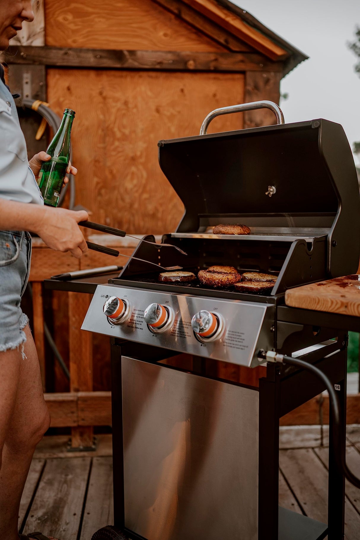 GasOne GP-1030S One 3 Burner Stainless Steel– Outdoor Cabinet Style with Wheels-High-Temperature Paint Coating Gas BBQ Grill – Elegant and Luxurious Design, Black Gas One