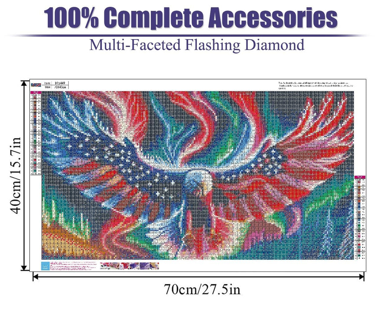 BOHADIY 5D Eagle Diamond Painting for Adults - Large Size Amercia Eagle Diamond Painting Kits, DIY Full Drill Diamond Art Kits for Adults, Gem Painting Kit Animal for Home Wall Decor 27.5 X 15.7 Inch BOHADIY
