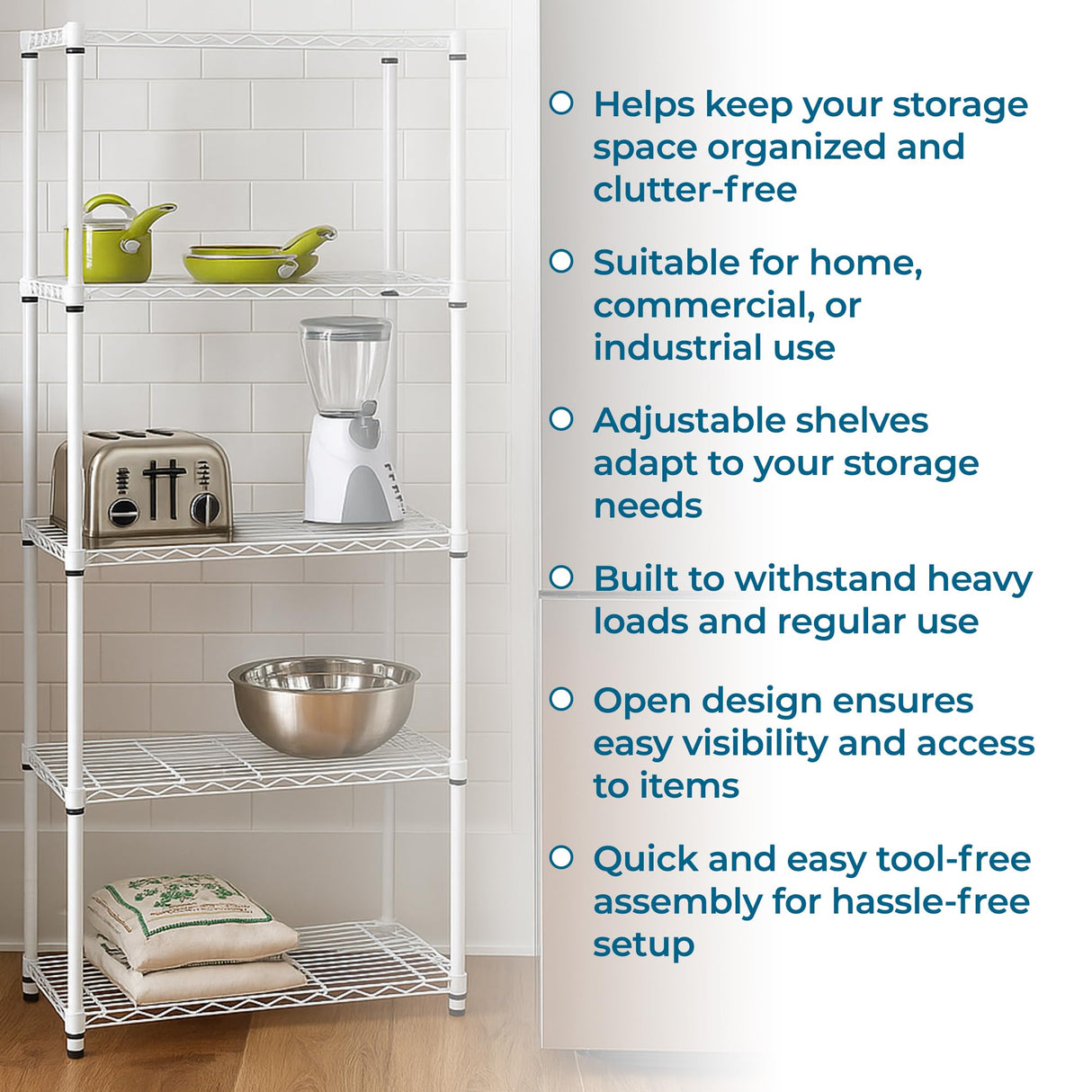 Honey-can-do SHF-01573 5-Tier Adjustable Shelving System, 14-Inch by 36-Inch by 72-Inch, White Honey-Can-Do