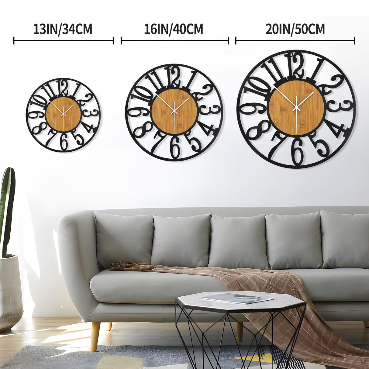 LEIKE Large Wall Clocks,Silent,Non Ticking,Battery Operated Rustic Round Modern Big Wood Wall Clock for Living Room, Bedroom,Kitchen,Farmhouse,Office,Home Decor LEIKE