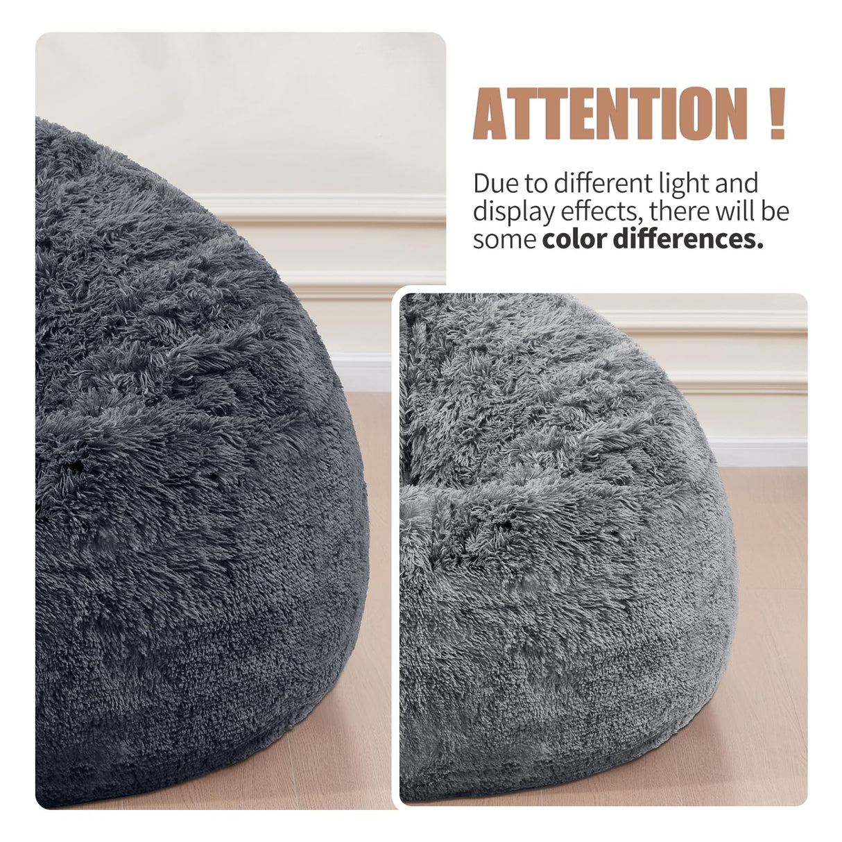 Bean Bag Chair Cover(No Filler) Soft Faux Fur Stuffed Animal Bean Bag Storage, Fluffy Plush Bean Bag Chair Cover Washable, Comfy Bean Bag Chairs for Adults Kids Teens WSOFRLAC