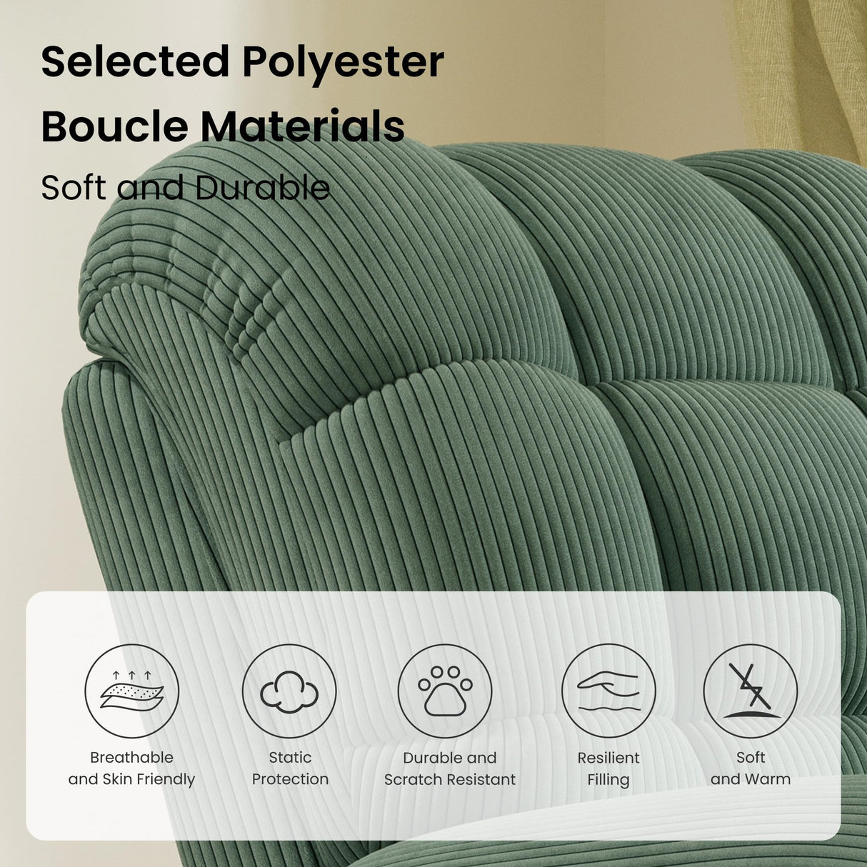 Welzona Updated Power Recliner Chair, Adjustable Electric Recliner Chairs for Adults, Ultra-Comfy Corduroy Recliner Chair for Small Space, Tool-Free Assembly, 2 Side Pockets and USB Port, Green Welzona