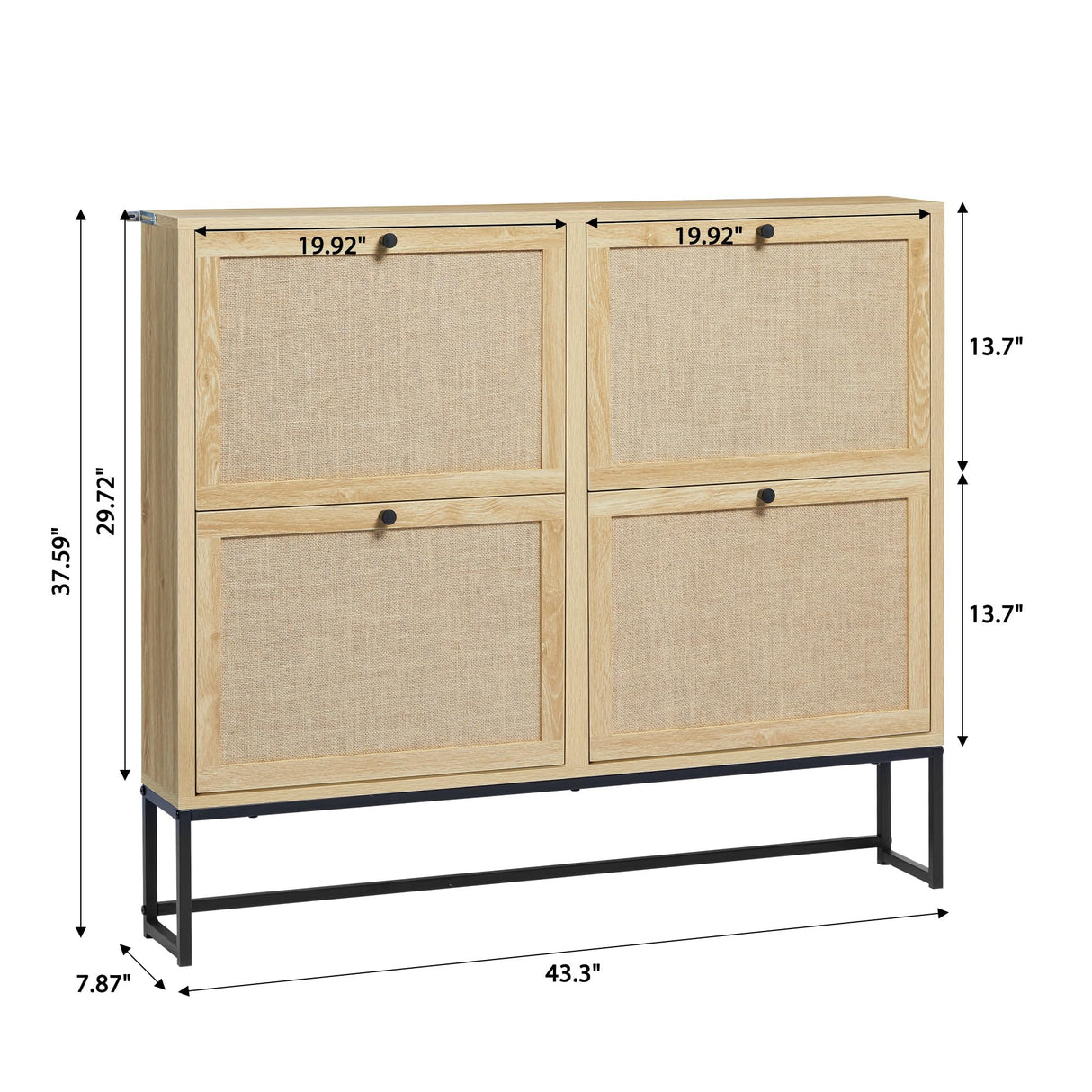 NVETHM Shoe Cabinet, Shoe Storage Cabinet with 4 Flax Flip Drawers and Mental Legs,Shoe Rack Free Standing Shoe Organizer for Entryway, Living Room (Natural) NVETHM