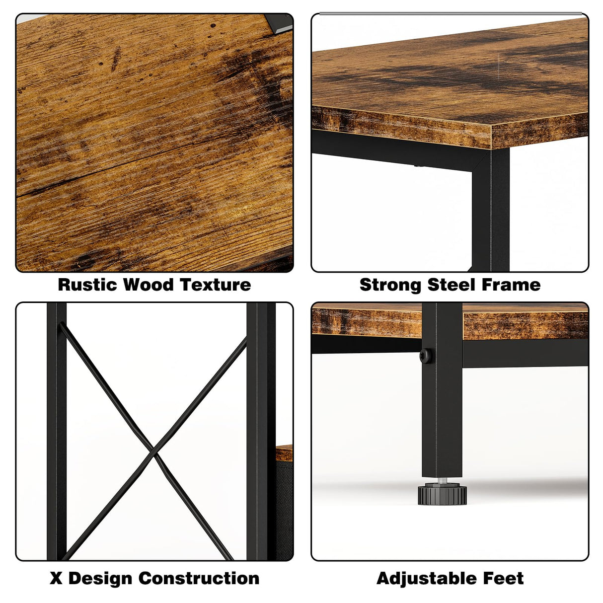 YGEOMER TV Stand Entertainment Center for 65 Inch TV with Power Outlets TV Console Table with Metal Frame Storage Shelves and Fabric Drawers for Living Room, Bedroom 63" Rustic Brown YGEOMER