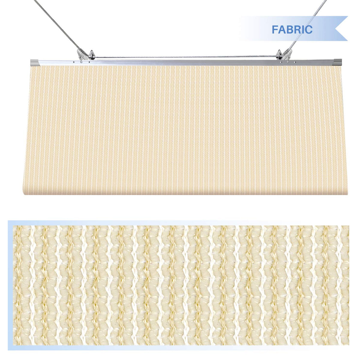 E&K Sunrise 4'Wx16'L Pergola Shade Cover Retractable Canopy Outdoor Wave Sun Shade for Patio Garden Backyard Deck Trellis (Beige) E&K