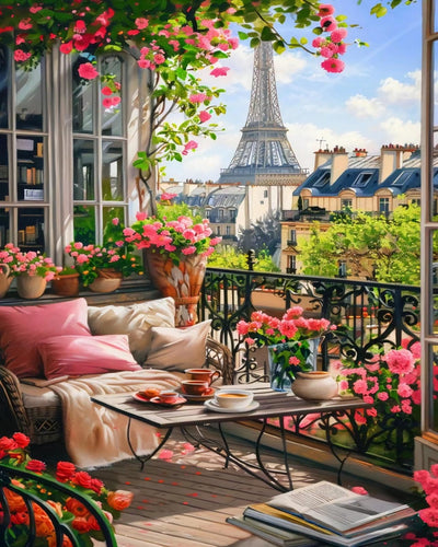 Paint by Numbers Kit for Adults Beginner, Eiffel Tower Landscape Adult Paint by Number Kits on Canvas, DIY Acrylic Watercolor Oil Paint by Number for Adults for Home Decor Gift 16x20 Inch