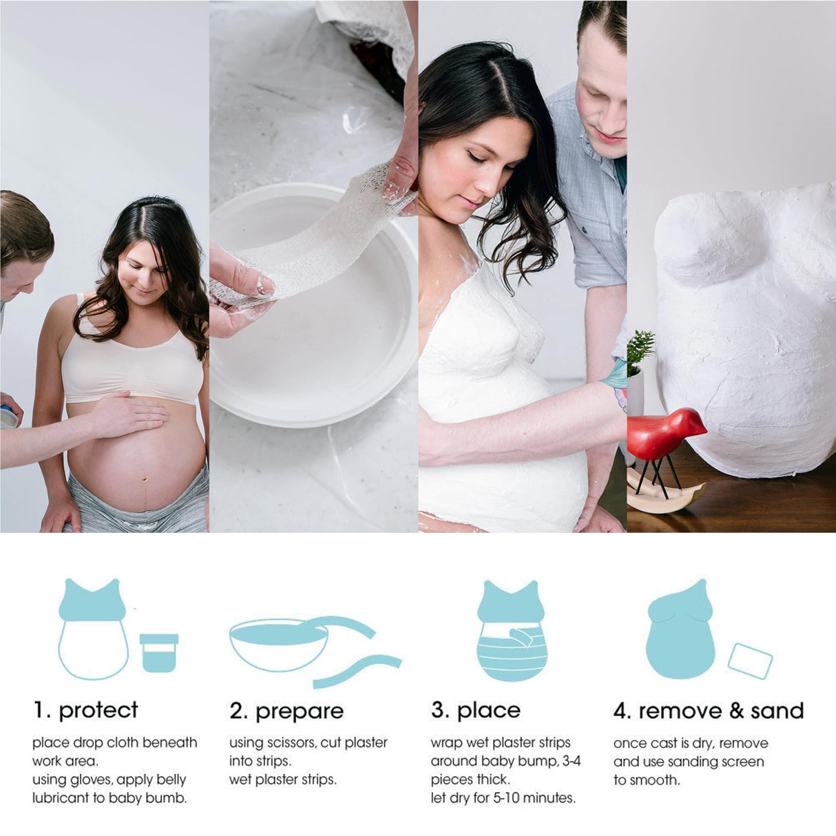 Pearhead Belly Casting Kit, Pregnancy Keepsake Making Kit, Easy DIY Plaster Cast Baby Bump Keepsake, Baby Gift For Expecting Moms and Ideal Nursery Decor, White Pearhead