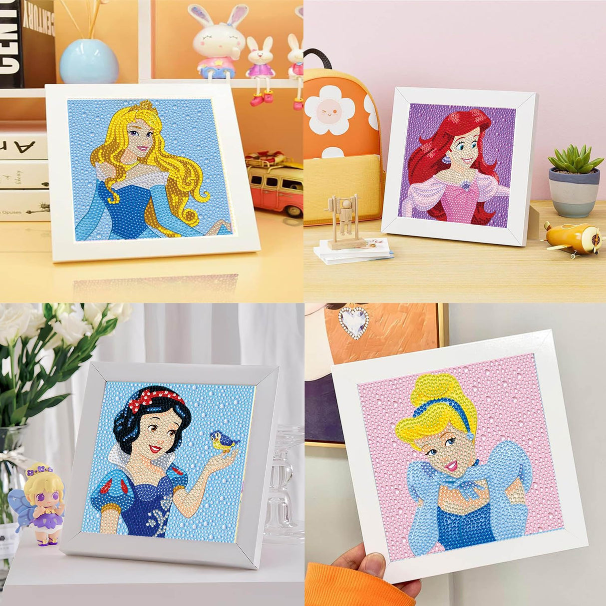 YSUNETER Diamond Painting Kits for Kids Beginner - 4 Pack DIY 5D Full Drill Diamond Art Kits for Children, Cute Round Crystal Rhinestone Gem Art Crafts Home Wall Art Decor 5.9 x 5.9 Inches YSUNETER