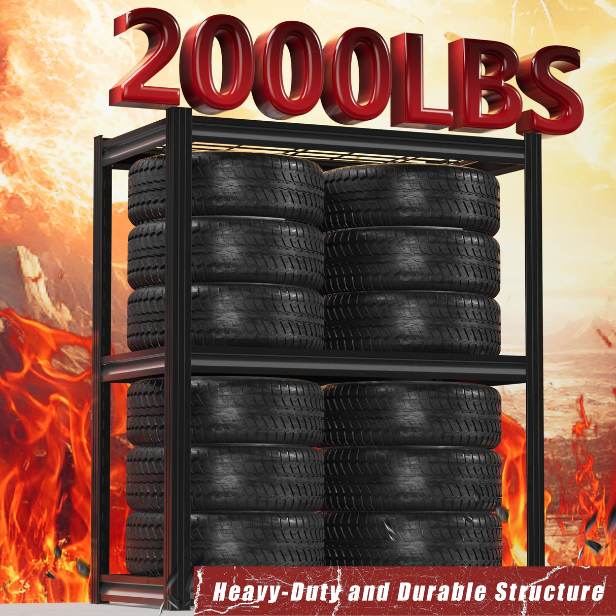 VDEVY Garage Shelving Heavy Duty 3-Tier Storage Shelves Metal Shelving 2000LBS Garage Shelves Adjustable Metal Shelf for Kitchen Warehouse Pantry Closet,24" W x 16" D x 36" H VDEVY