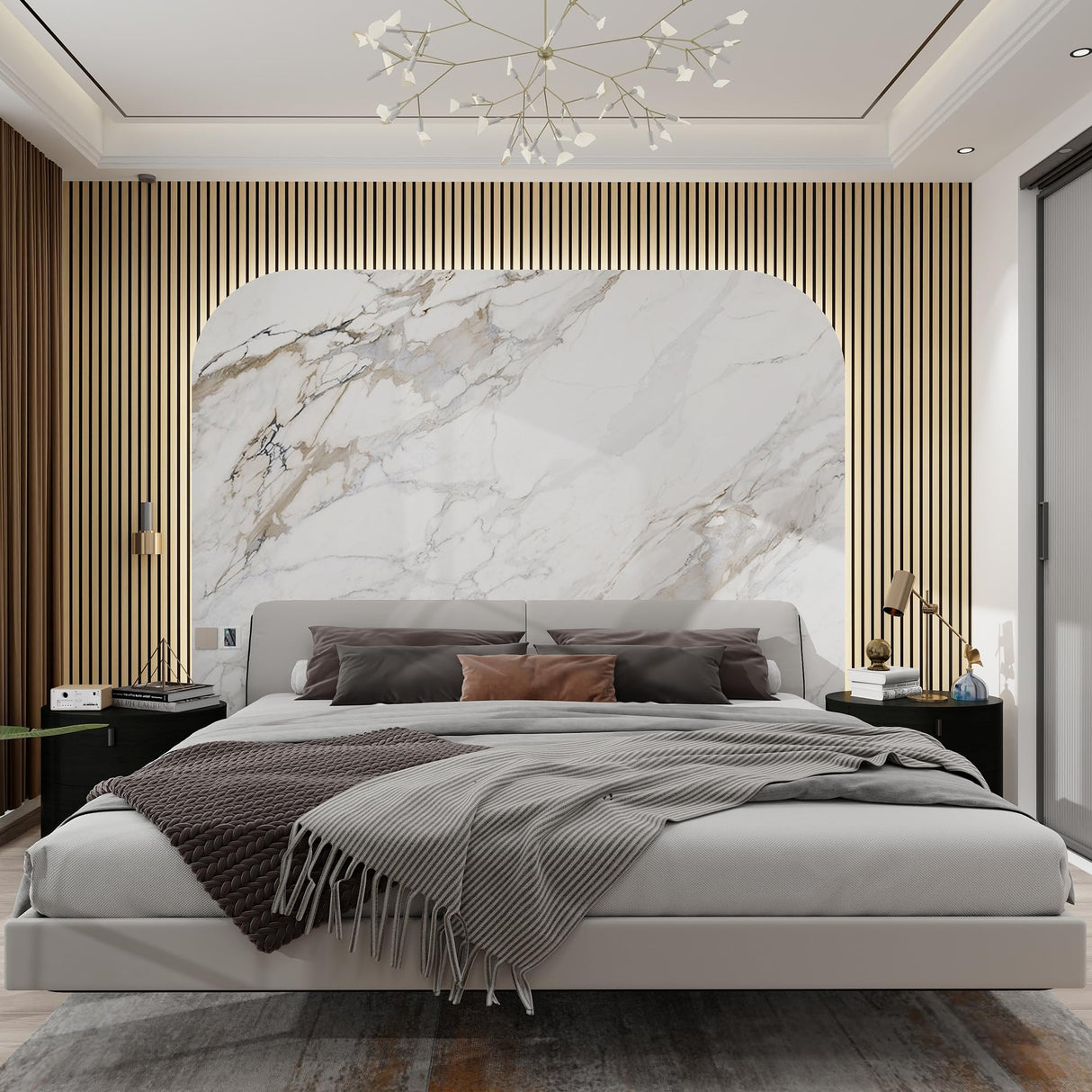 eazart Acoustic Wood Veneer Slat Wall Panels for Interior Wall and Ceilings Decor | Sound-Absorbing Felt Board | 3D Sound Proof Decorative Panels | 94.49β x 23.62β Each Box | 2 Pack | Natural Oak eazart