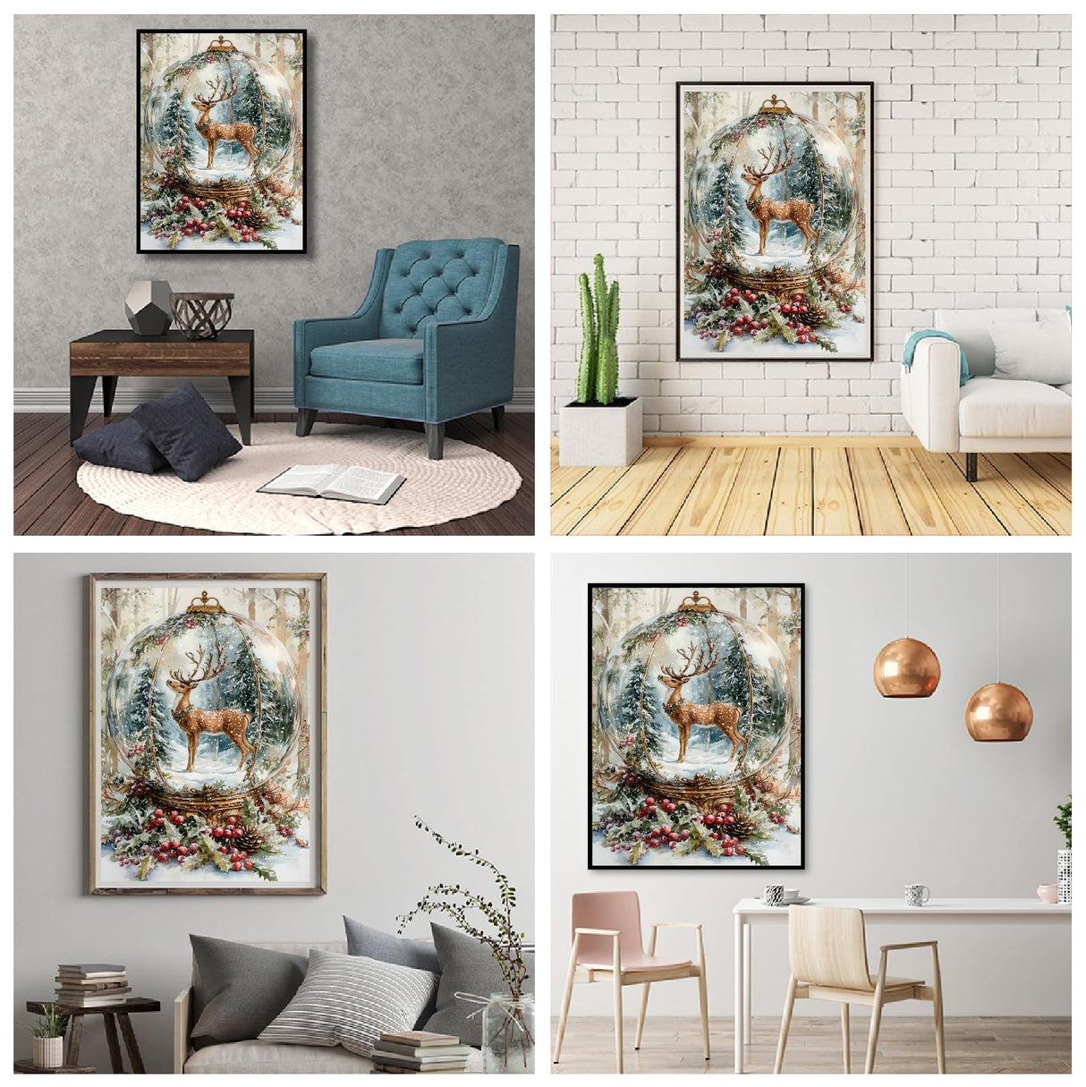 MRMIOOM 5D Christmas Diamond Painting Kits for Adults, DIY Christmas Deer Diamond Art Kits for Beginners, Full Round Rhinestone Gem Art Crafts Paintings for Home Wall Decor 12"x16" MRMIOOM