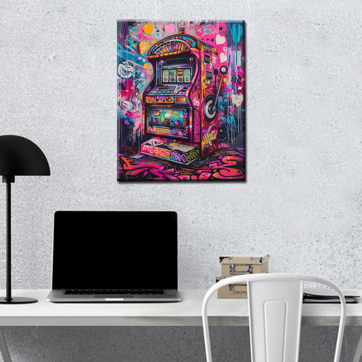 Tucocoo Graffiti Game Slot Machine Paint by Number for Adults Beginner with Paintbrushes Acrylic Neon Gaming Vidio Painting by Numbers Kits Canvas Art Crafts Home Decor16x20Frameless Tucocoo