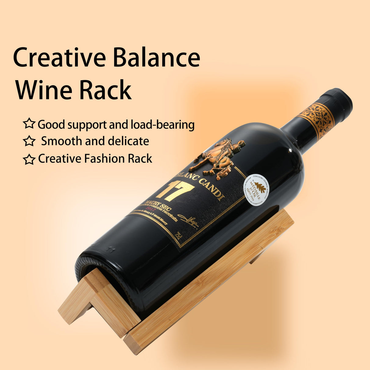 Somonka-L Single Wine Bottle Holder, Personalized Bamboo Wine Bottle Holder Stand Display Table Top Wine Rack Countertop Wine Holders Organizer for Dining Table, Cabinet Etc Somonka-L