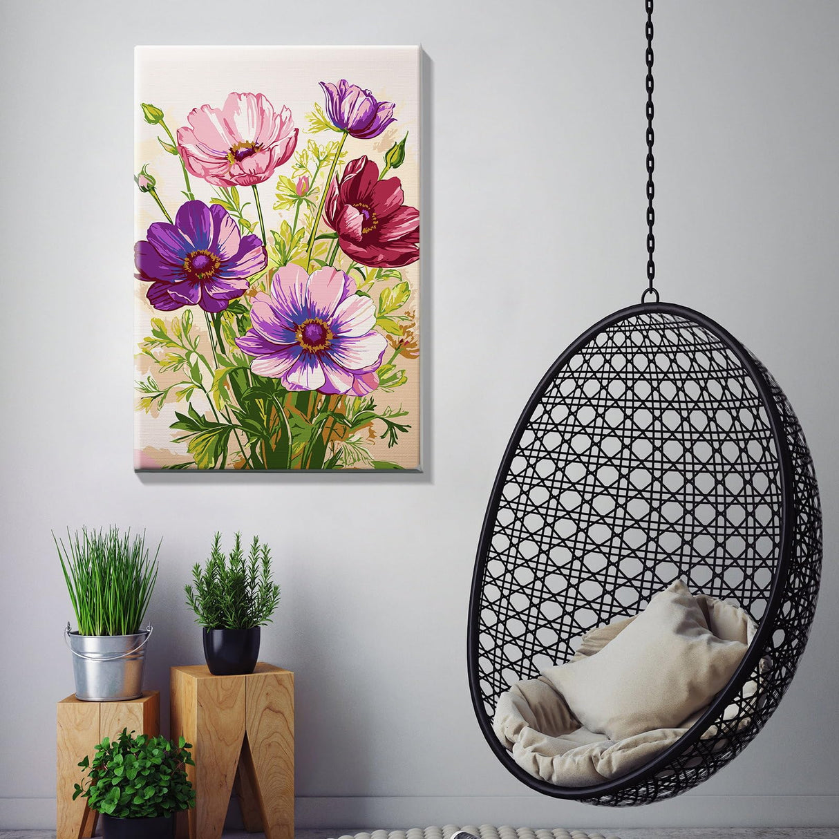 JOOZ Paint by Numbers Kit for Adults with Frame, Flowers Adult Paint by Number Kits with Easel, DIY Flowers Acrylic Oil Painting Kit Framed for Home Wall Decor 8x12 Inch JOOZ