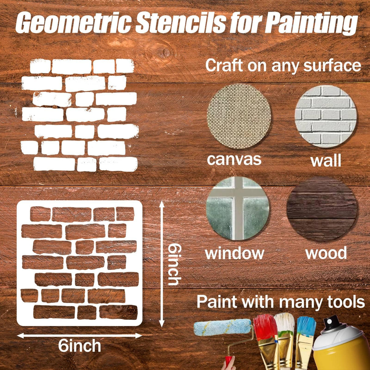 16PCS Geometric Stencils for Painting, Reusable Abstract Layering Stencils for Crafts Reusable on Wood, Furniture, Floor, and DIY Home Decor Felixcraft