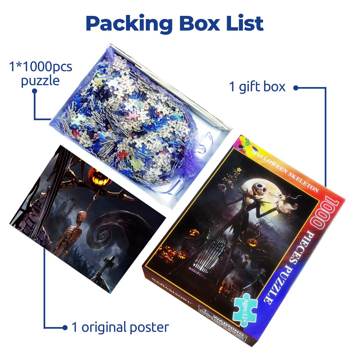 Jigsaw Puzzle 1000 Piece Wooden Puzzle Halloween Picture Family Decorations, Unique Birthday Present Suitable for Teenagers and Adults najiaxiaowu