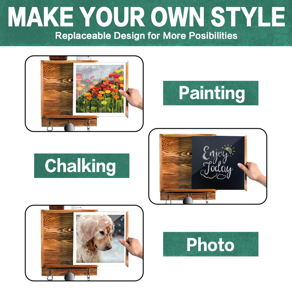 MOCAS Hidden Gun Storage, Hidden Wall Gun Safe Pistol Rack Shelf with 3 Hooks for Secret Decor Concealment Furniture, Art Storage Cabinet Wooden Storage Shelves Indoor Picture Frame MOCAS