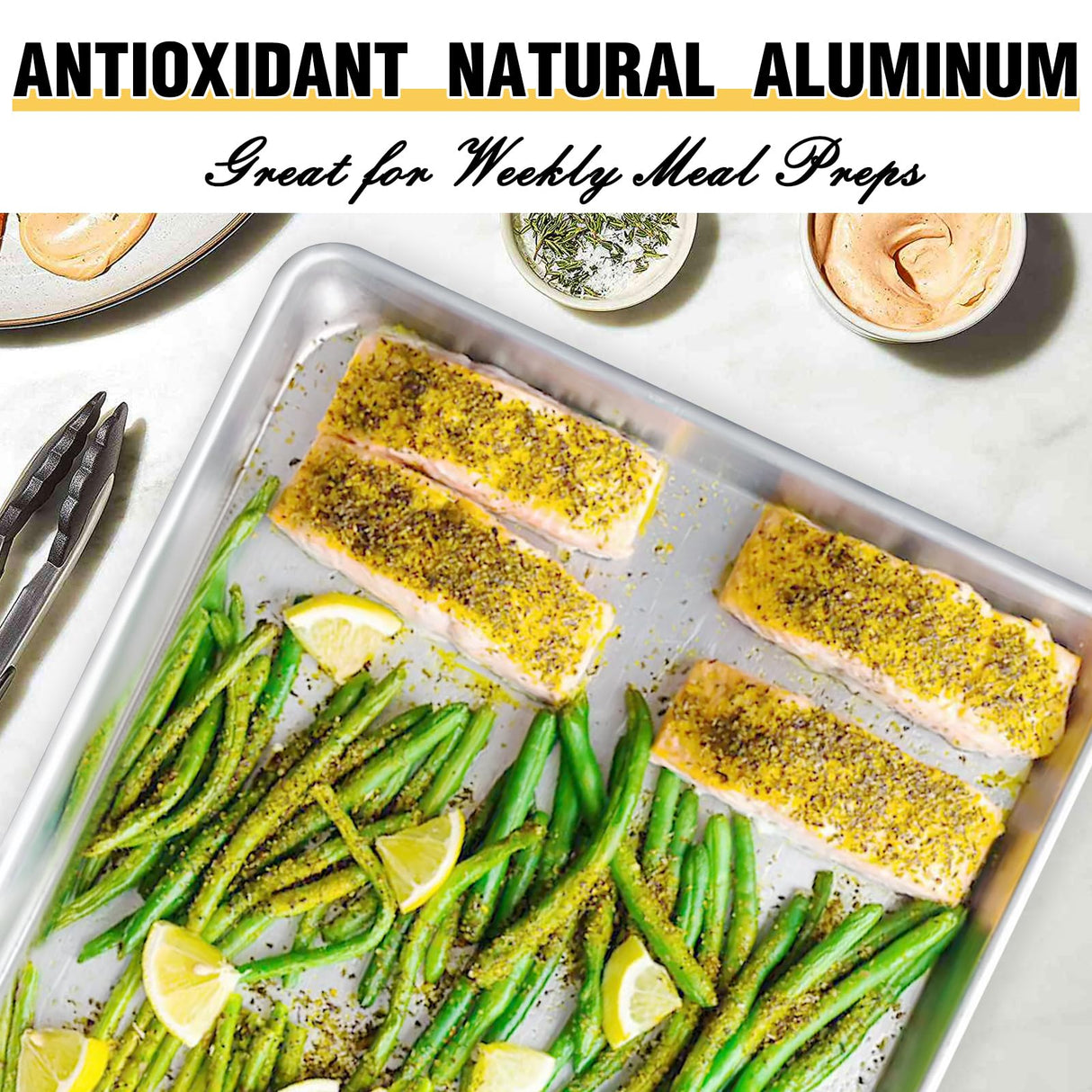 Commercial Quality Baking Sheet Pan Set, Natural Aluminum Cookie Sheet, Umite Chef Warp Resistant Nonstick Baker's Half Sheet Pan, Large Thick Cookie Tray Pans for Baking, Roasting(2 Pack, 18X13Inch) Umite Chef