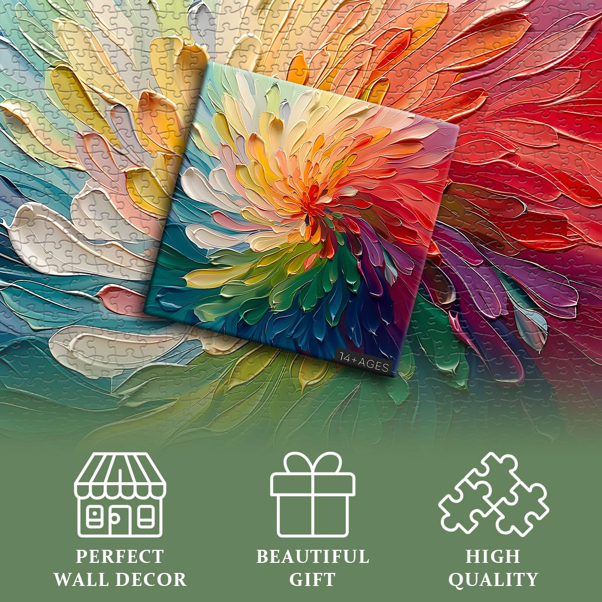 Impossible Puzzle for Adults 1000 Pieces, Rainbow Art Painting Difficult Puzzle, Colorful Gradient Jigsaw Puzzle, Hard Challenge Puzzle for Adults PICKFORU