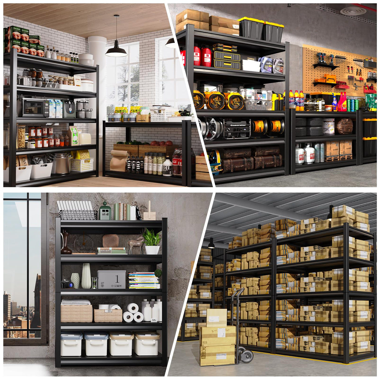 EWZXDB 59''W Garage Shelving,5T Storage Shelves Metal Shelving,3000lb Heavy Duty Shelving Units and Storage with Adjustable Shelves 72''H*59''W*19.7''D EWZXDB