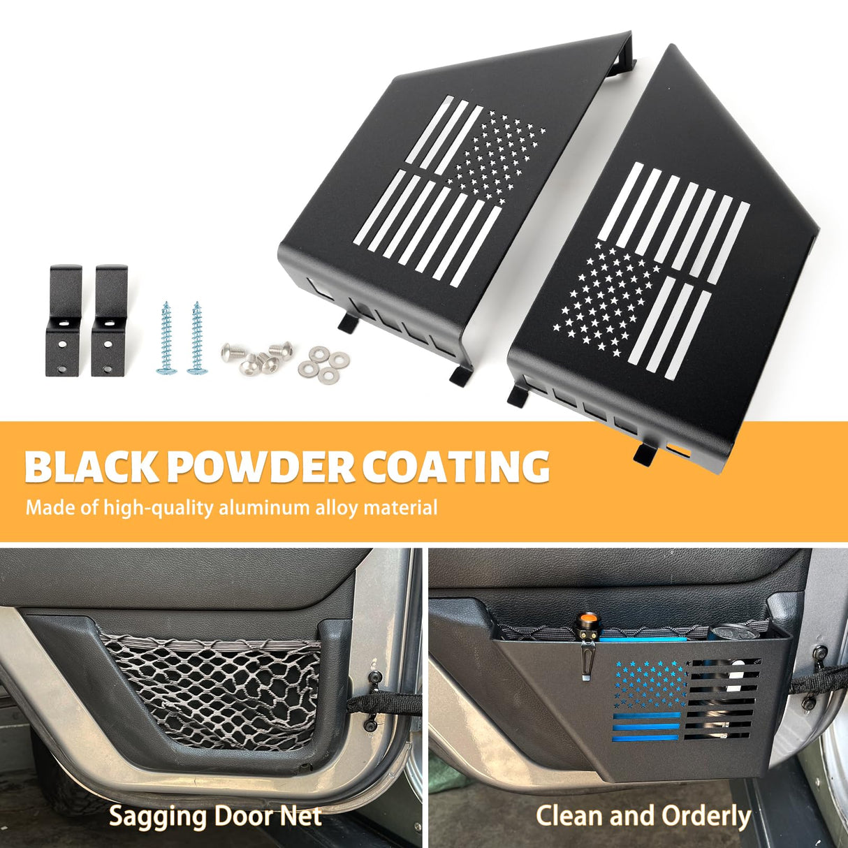 MAIKER Metal Rear Door Storage Box, Door Side Insert Organizer Box Pockets for 2007-2018 Jeep Wrangler JK 4 Door 2pcs(Black) MAIKER OFF ROAD