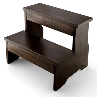 FANATU Wooden Two Step Stool - Heavy Duty 2 Step Stool for Adult and Kids - Holds up to 450Lb for Kichen/Bathroom/Bedside Step Stool (Walnut)