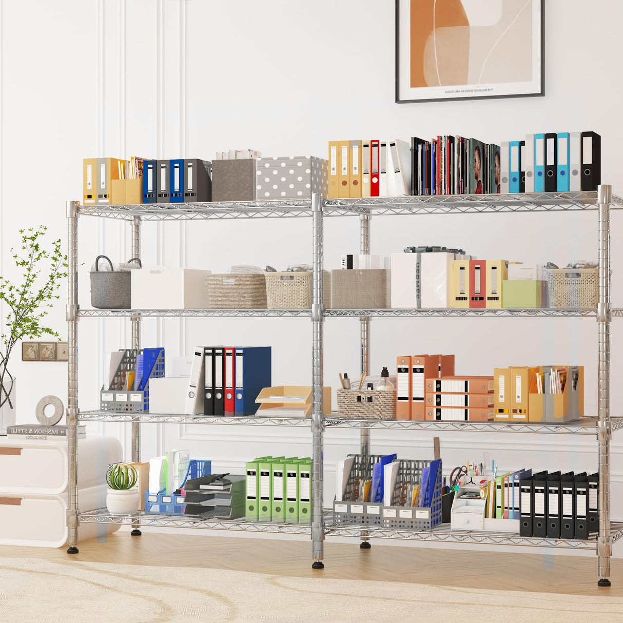 Homdox Heavy Duty Storage Shelves, 4 Tier Wire Shelving Unit, Adjustable Metal Shelves for Storage, Garage Rack Pantry Shelves Kitchen Shelving, 14"x60"x60", Silver Gray Homdox