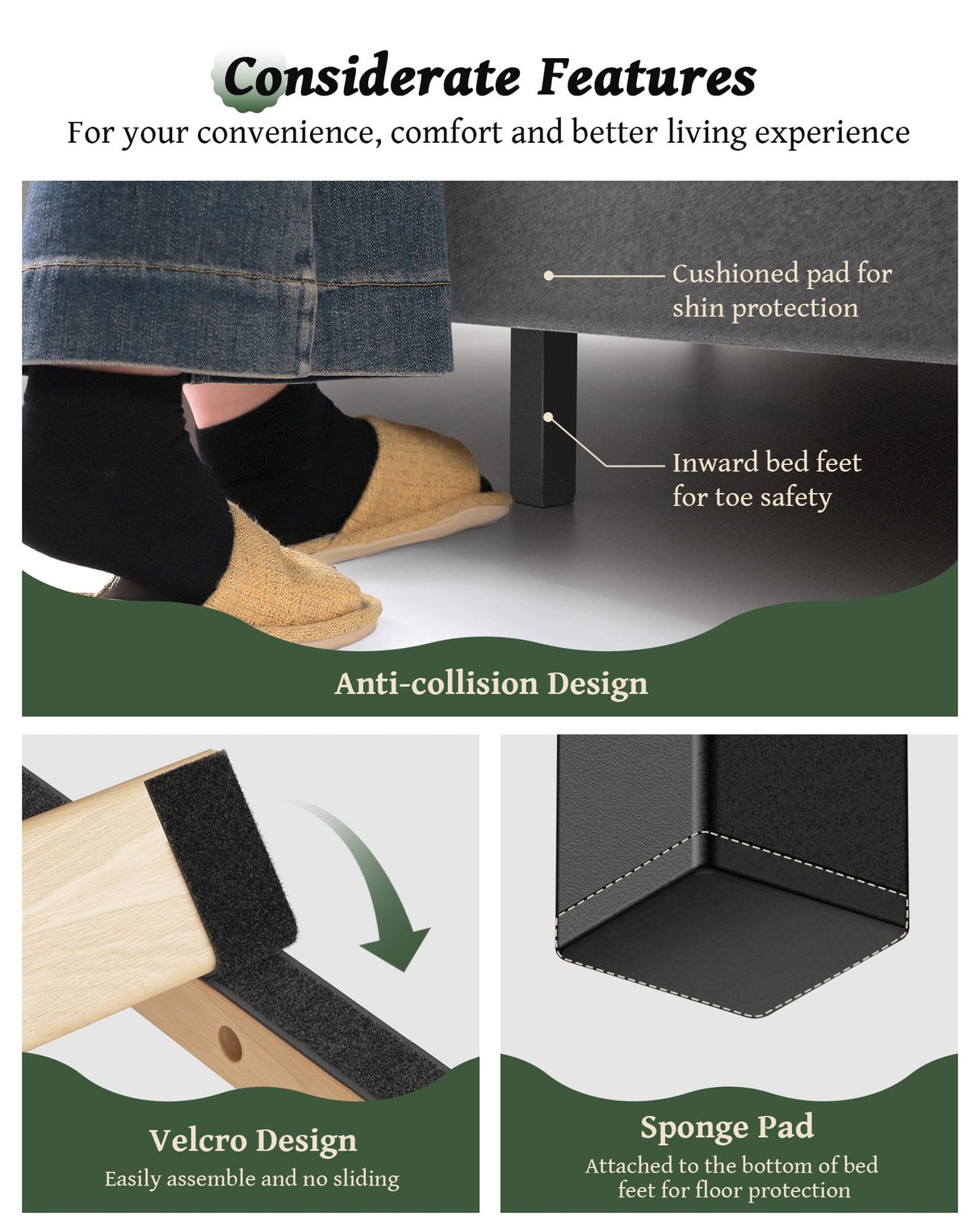 OHOHOLIVE Queen Size Bed Frame with 56" Headboard - 1000LBS Capacity Support, Velvet Upholstered Wingback Platform Bed Frame, Noise Free, Sturdy Wooden Slat Support OHOHOLIVE