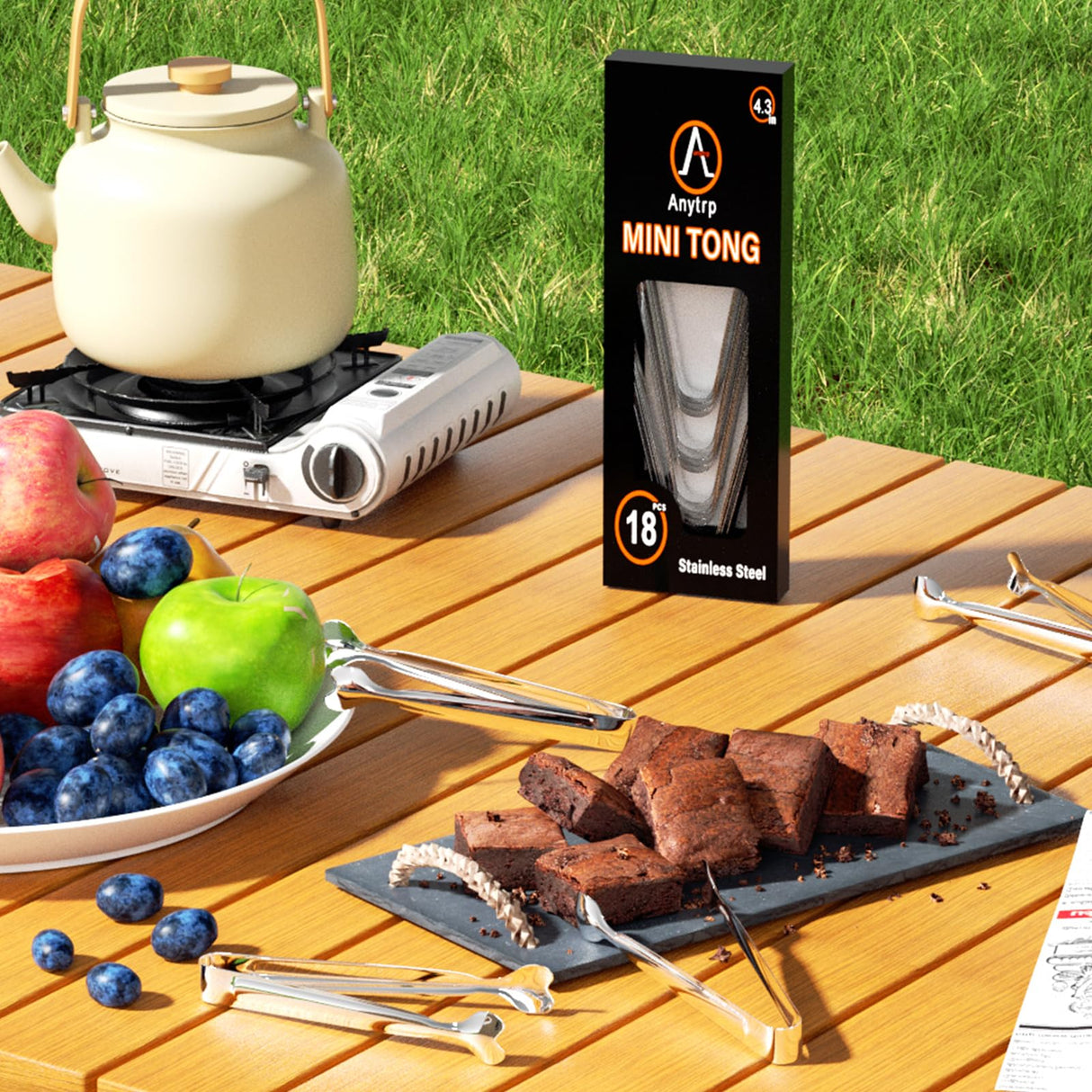 Mini Serving Tongs, Anytrp 18-Packs Stainless Steel, 4.3inch, Kitchen / Appetizers Tongs for Coffee Bar, Tea / Desserts Party, Sugar and Ice Bucket ANYTRP