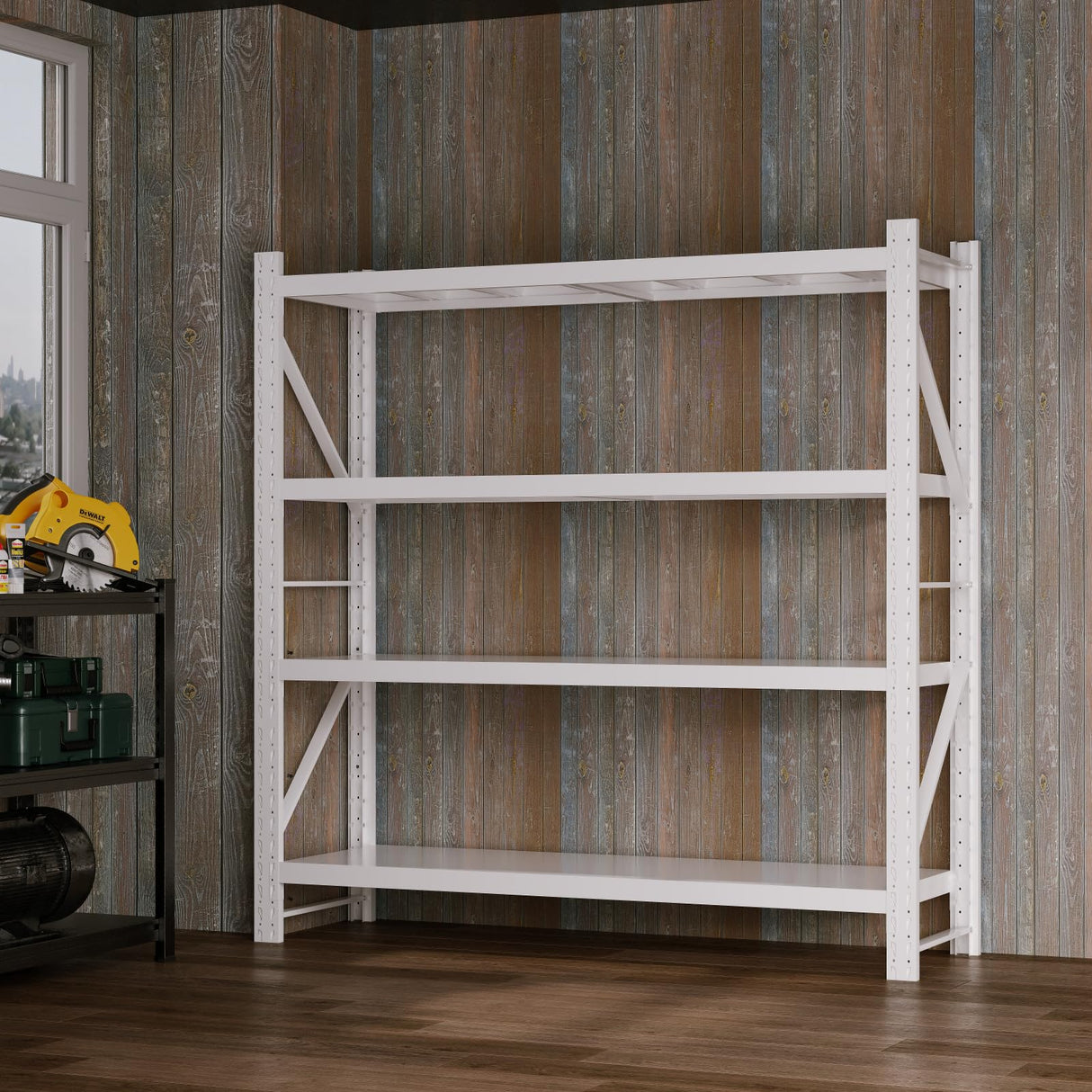 Heavy Duty Warehouse Shelving 4-Tier Industrial Steel Storage Shelves, 2600LB Capacity Per Shelf, Adjustable Shelves for Garage/Factory/Commercial Use (White, W47.24*D19.69*H78.74) Generic