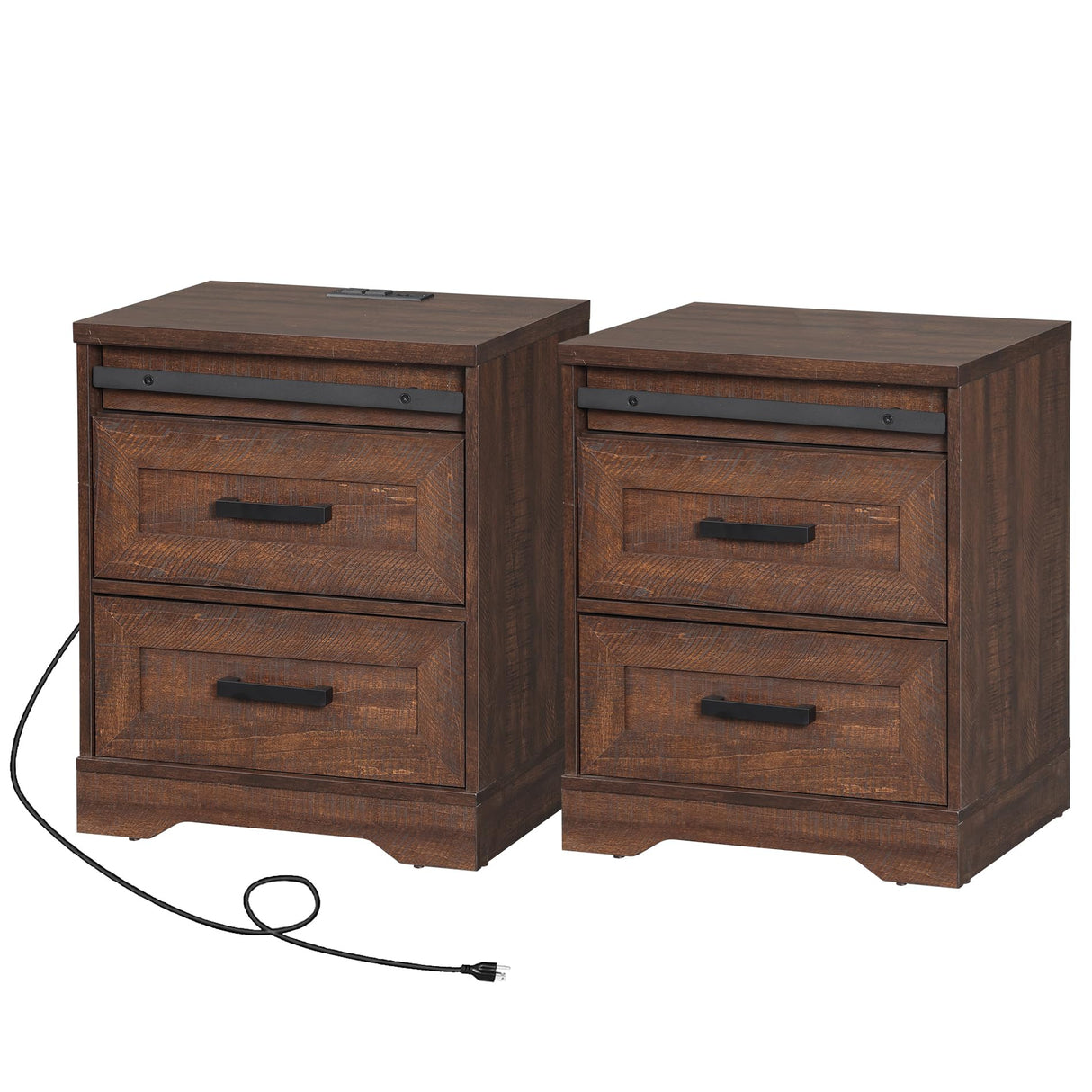 WAMPAT Farmhouse TV Stand with Charging Station and USB Ports for TVs up to 110" TVs,3 in 1 Wood Entertainment Center with 10 Drawers and Adjustable Shelves for Living Room, Rustic Brown WAMPAT