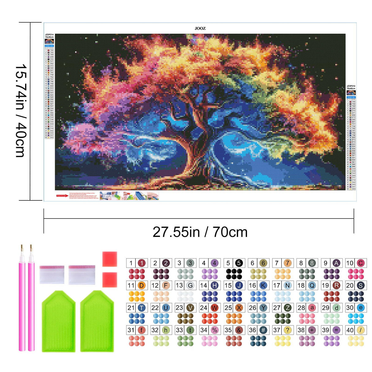 JOOZ Large Diamond Art Kits for Adults - Tree of Life Diamond Painting Kits for Adults, DIY Full Drill Tree of Life Diamond Art Painting, Gem Painting Kit for Wall Decor 27.5 X 15.7 Inch JOOZ