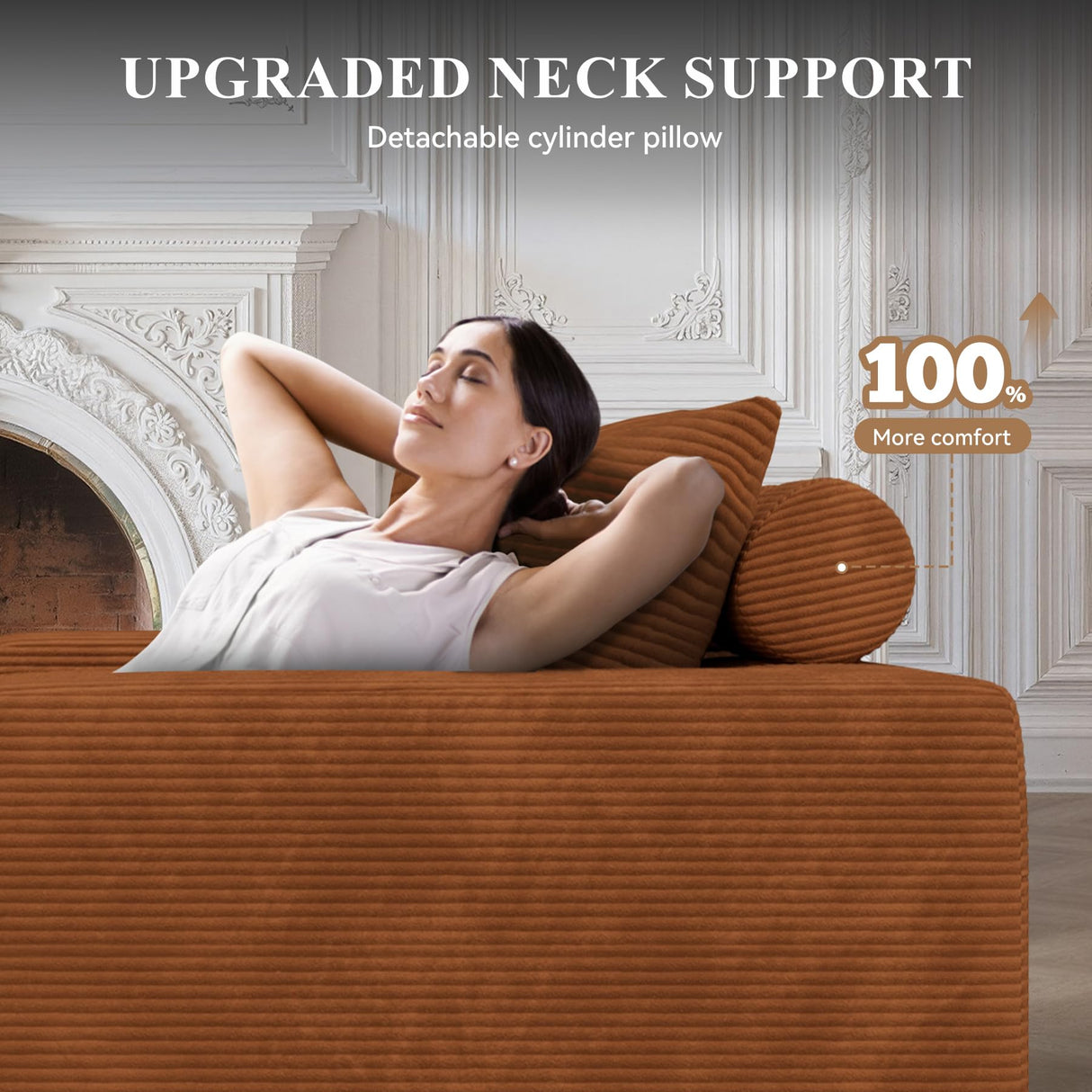 Modular Sectional Sofa with L-Shape Chaise,Cloud Sectional Modern Sleeper Couch with Deep Seat,Sponge Compression Sofas No Assembly Required(Brown-Corduroy Fabric) 1PCS Luxanimarion