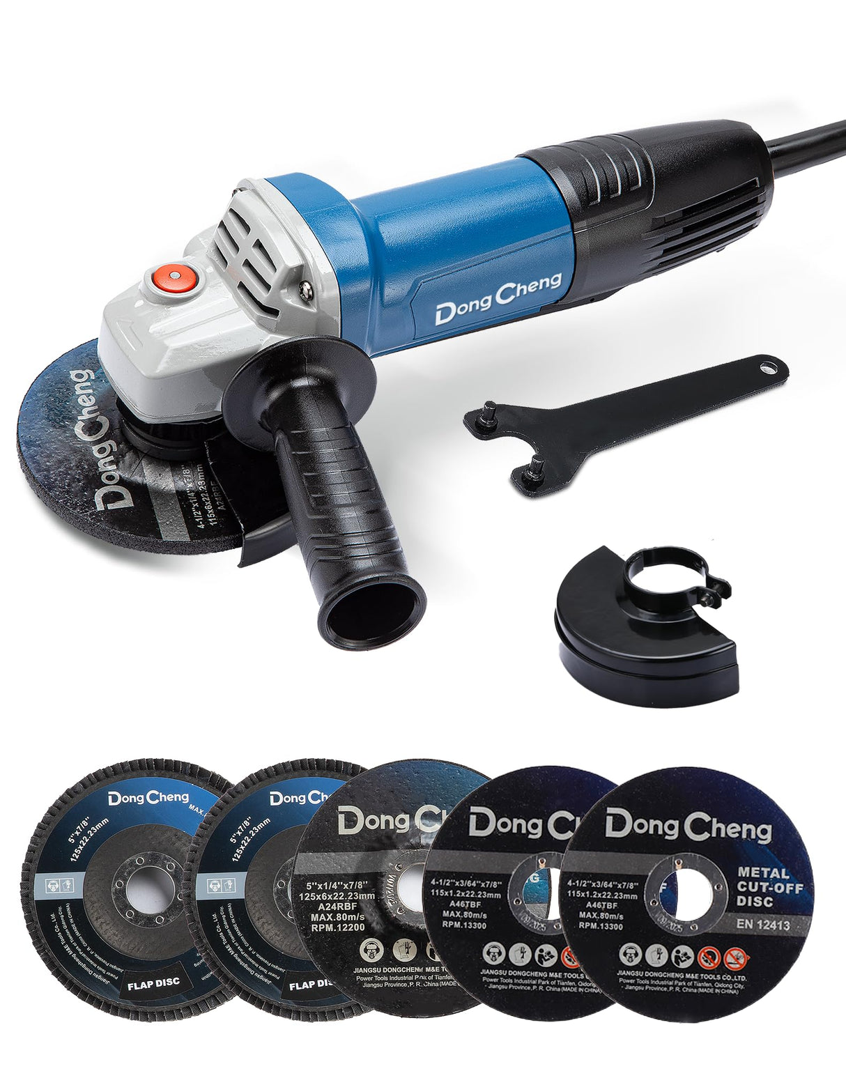 DongCheng Angle Grinder 4-1/2 inch 6.7-Amp Paddle Switch Cut off Tool 11800RPM Electric Grinder Power Tools with Cutting & Grinding Wheels, Flap Discs, Auxiliary Handle for Metal & Rust Removal Dong Cheng